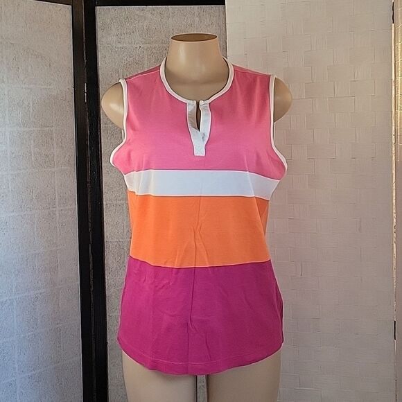 BRAND NEW KIM ROGER  MULTI-COLOR SLEEVELESS WOMEN'S GOLF SHIRT - Picture 9 of 12